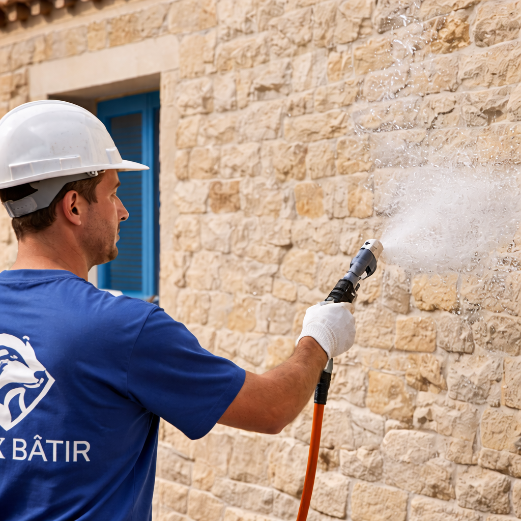 Application Hydrofuge incolore façade